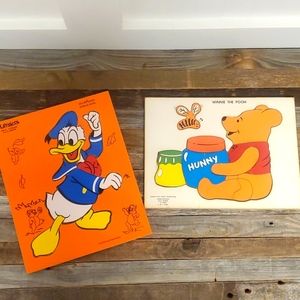 Vintage Disney Playskool wood Donald duck and Winnie the pooh puzzles